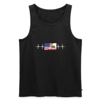 California This Place - Men's Premium Organic Tank Top - black - Front - AI Model Male 178 light (178cm)