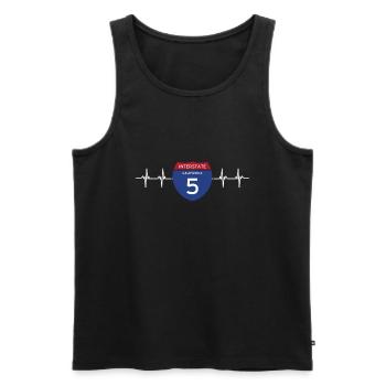 California This Place - Men's Premium Organic Tank Top - black - Front - AI Model Male 178 light (178cm)