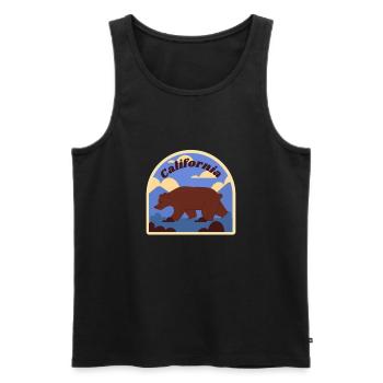 California This Place - Men's Premium Organic Tank Top - black - Front - AI Model Male 178 light (178cm)