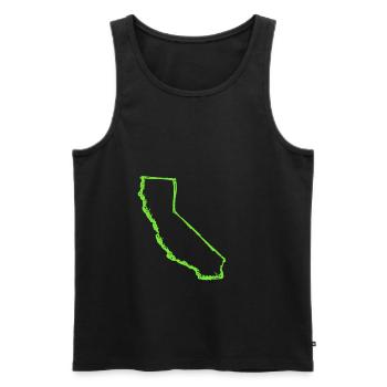 California This Place - Men's Premium Organic Tank Top - black - Front - AI Model Male 178 light (178cm)