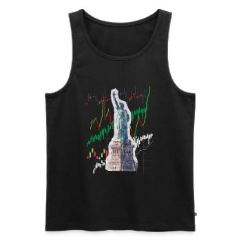 NY Stock Exchange Bull - Men's Premium Organic Tank Top - black - Front - AI Model Male 178 light (178cm)