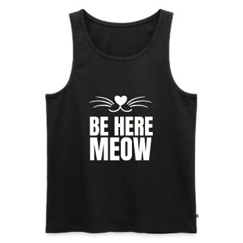Yoga Cat - Be Here Meow - Men's Premium Organic Tank Top - black - Front - AI Model Male 178 light (178cm)