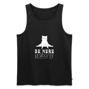Yoga Cat - Be Here Meow - Men's Premium Organic Tank Top - black - Front - AI Model Male 178 light (178cm)