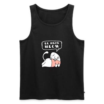 Yoga Cat - Be Here Meow - Men's Premium Organic Tank Top - black - Front - AI Model Male 178 light (178cm)