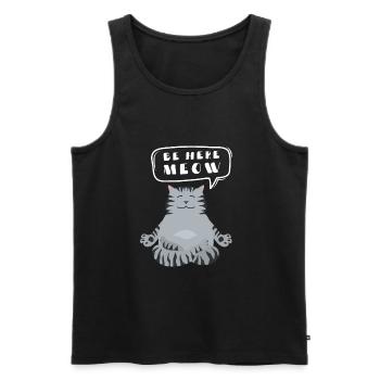 Yoga Cat - Be Here Meow - Men's Premium Organic Tank Top - black - Front - AI Model Male 178 light (178cm)
