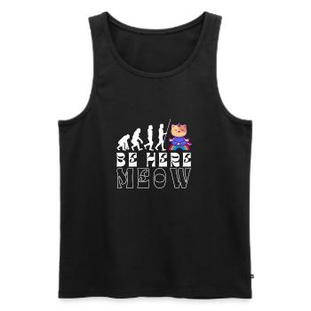 Yoga Cat - Be Here Meow - Men's Premium Organic Tank Top - black - Front - AI Model Male 178 light (178cm)