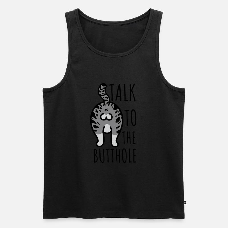 Cat Butthole - Männer Premium Bio Tank Top - Schwarz