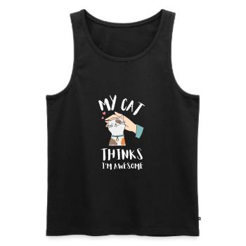 Cat Owner - My cat thinks I'm awesome - Men's Premium Organic Tank Top - black - Front - AI Model Male 178 light (178cm)