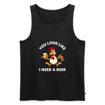 Funny Drinking - You look like I need another beer - Männer Premium Bio Tank Top - Schwarz - Vorne - Michal (187cm)