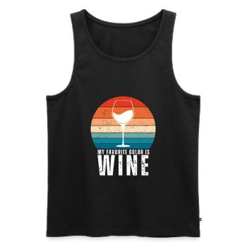 Dégustation de vin - Le vin est ma couleur préférée - Débardeur bio Premium Homme - noir - Devant - Michal (187cm)