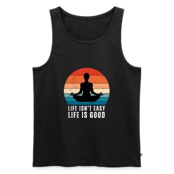 Motivational Quote - Life isn't easy life is good - Männer Premium Bio Tank Top - Schwarz - Vorne - AI Model Male 178 light (178cm)