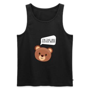 Frères et sœurs - Je suis la grande sœur ours - Débardeur bio Premium Homme - noir - Devant - AI Model Male 178 light (178cm)