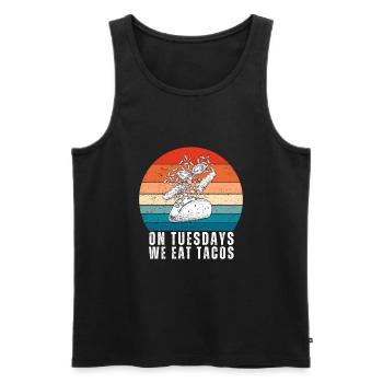 On Tuesday we eat tacos - Men's Premium Organic Tank Top - black - Front - AI Model Male 178 light (178cm)