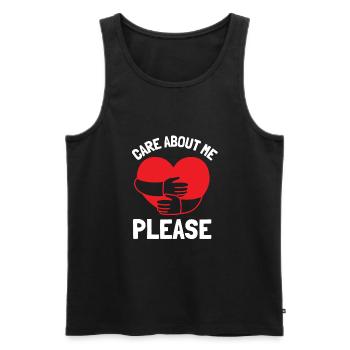 Care about me please - Männer Premium Bio Tank Top - Schwarz - Vorne - Michal (187cm)