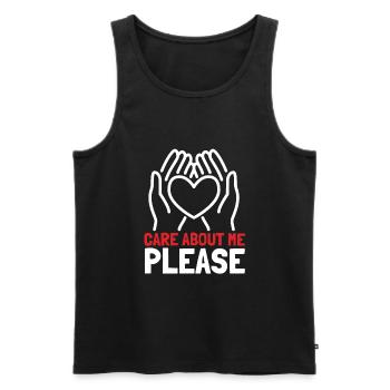 Care about me please - Männer Premium Bio Tank Top - Schwarz - Vorne - Michal (187cm)