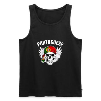 Portugal Flag Skull Patriotic Portuguese Roots DNA - Men's Premium Organic Tank Top - black - Front - Michal (187cm)