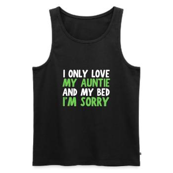 I only love my bed and my mama I'm sorry - Männer Premium Bio Tank Top - Schwarz - Vorne - AI Model Male 178 light (178cm)
