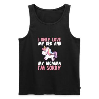 Je n’aime que mon lit et ma maman je suis désolé - Débardeur bio Premium Homme - noir - Devant - Michal (187cm)
