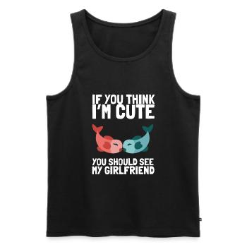 If you think I'm cute, you should see my girlfriend - Men's Premium Organic Tank Top - black - Front - Michal (187cm)