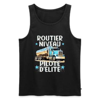 Routier élite camion cadeau chauffeur routier - Débardeur bio Premium Homme - noir - Devant - Michal (187cm)