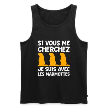 Humour Marmotte Forêt Randonnée - Débardeur bio Premium Homme - noir - Devant - Michal (187cm)