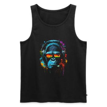 Monkey DJ Écouteurs Lunettes Soleil - Débardeur bio Premium Homme - noir - Devant - Michal (187cm)