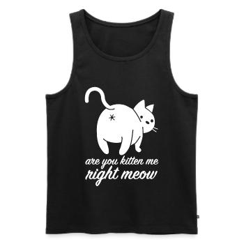 Meow | Miau, Katze, Cat, Haustier, lustige Sprüche - Männer Premium Bio Tank Top - Schwarz - Vorne - Michal (187cm)