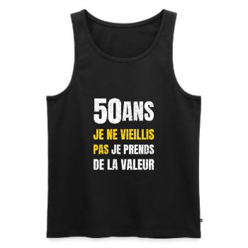 Je ne vieillis pas 50 ans humour - Débardeur bio Premium Homme - noir - Devant - Michal (187cm)