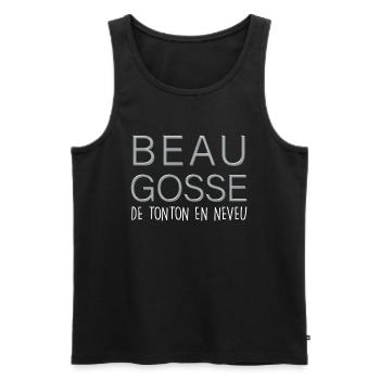 Tonton Beau Gosse C'est De Famille Cadeau Homme - Débardeur bio Premium Homme - noir - Devant - Michal (187cm)