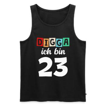 Digga Ich Bin 23 Jahre 23. Geburtstag - Männer Premium Bio Tank Top - Schwarz - Vorne - Michal (187cm)