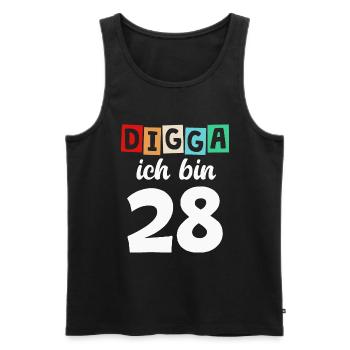 Digga Ich Bin 28 Jahre 28. Geburtstag - Männer Premium Bio Tank Top - Schwarz - Vorne - Michal (187cm)