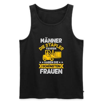 Gabelstapler Staplerfahrer Männer Lagerist - Männer Premium Bio Tank Top - Schwarz - Vorne - Michal (187cm)