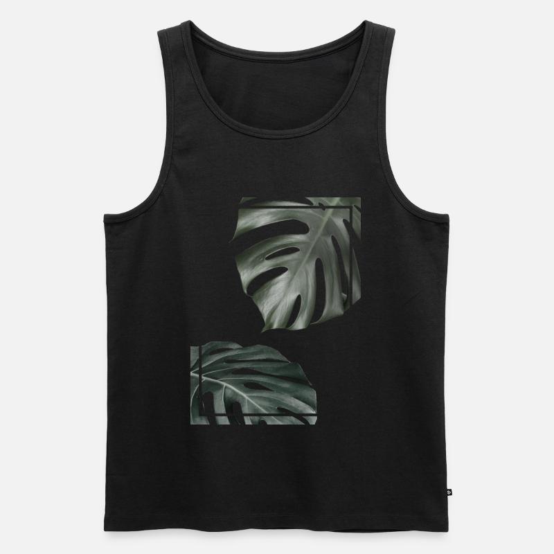 Monstera I (Farbe) - Männer Premium Bio Tank Top - Schwarz