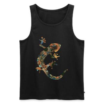 Gecko Silhouette - Ethno Style 3 - Men's Premium Organic Tank Top - black - Front - AI Model Male 178 light (178cm)