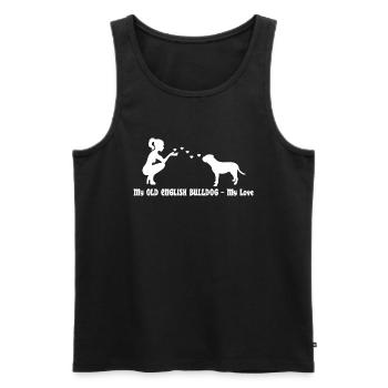 Old English Bulldog mit Frau - Männer Premium Bio Tank Top - Schwarz - Vorne - Michal (187cm)