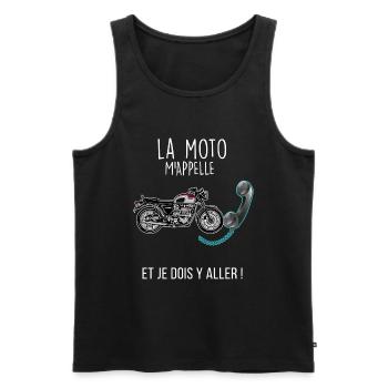motard téléphone humour moto citation - Débardeur bio Premium Homme - noir - Devant - Michal (187cm)