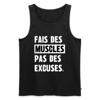fais des muscles pas des excuses - Débardeur bio Premium Homme - noir - Devant - Michal (187cm)