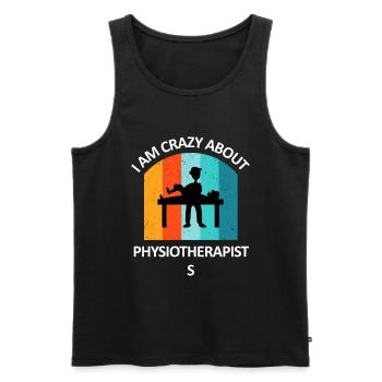 Physiotherapist Humorous Gift Saying Funny - Men's Premium Organic Tank Top - black - Front - AI Model Male 178 light (178cm)