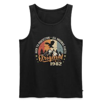 Original 1982 Vintage Vintage 1982 Birthday - Men's Premium Organic Tank Top - black - Front - Michal (187cm)