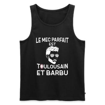 Mec Toulousain Il Est Parfait - Débardeur bio Premium Homme - noir - Devant - Michal (187cm)