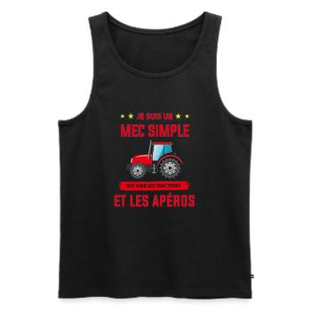 Je suis un mec simple qui aime les tracteurs - Débardeur bio Premium Homme - noir - Devant - Michal (187cm)