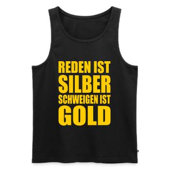 reden ist silber schweigen ist gold - Männer Premium Bio Tank Top - Schwarz - Vorne - Michal (187cm)