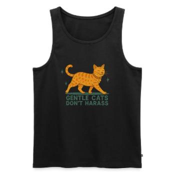 Gentle Cats Don't Harass – Statement Cat Shirt - Men's Premium Organic Tank Top - black - Front - AI Model Male 178 light (178cm)