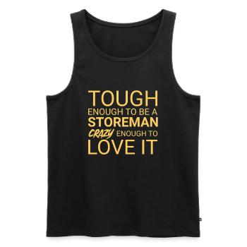 Storeman Crazy - Men's Premium Organic Tank Top - black - Front - AI Model Male 178 light (178cm)