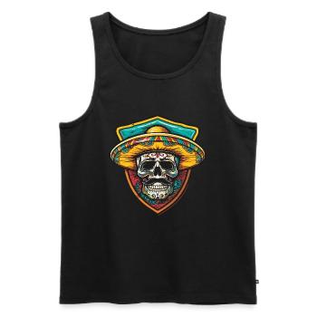Mexikaner Skelett Sombrero - Männer Premium Bio Tank Top - Schwarz - Vorne - Michal (187cm)