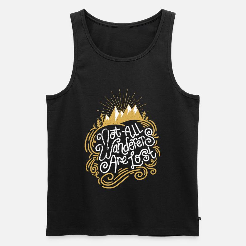 Not All Wanderers Are Lost - Männer Premium Bio Tank Top - Schwarz