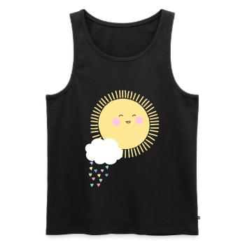 Sun cloud raindrops hearts summer happy - Men's Premium Organic Tank Top - black - Front - AI Model Male 178 light (178cm)