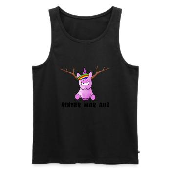 Rentier war aus. Grummeliges Einhorn - Männer Premium Bio Tank Top - Schwarz - Vorne - Michal (187cm)