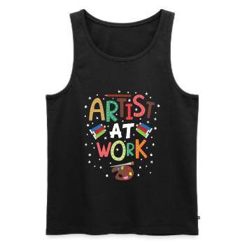 Artiste au travail - chemise d'artiste d'art - Débardeur bio Premium Homme - noir - Devant - AI Model Male 178 light (178cm)