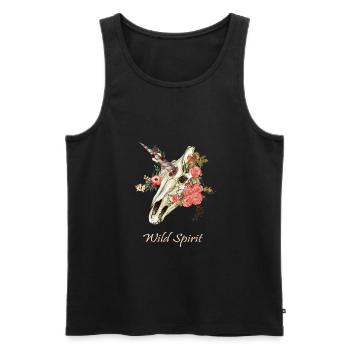 Einhorn Schädel Blumen - Débardeur bio Premium Homme - noir - Devant - AI Model Male 178 light (178cm)